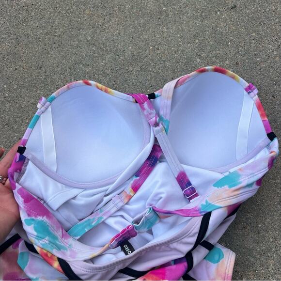 Torrid Slim Fix Underwire Piping One Piece Swimsuit Purple Floral Water 0 D/DD - Picture 5 of 8